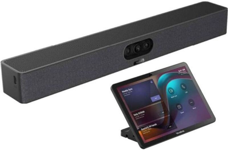 Yealink Meetingbar A25 + CTP25 Système de visioconférence pour petites salles, avec barre vidéo tout-en-un 4K pilotée par l'IA et tablette tactile