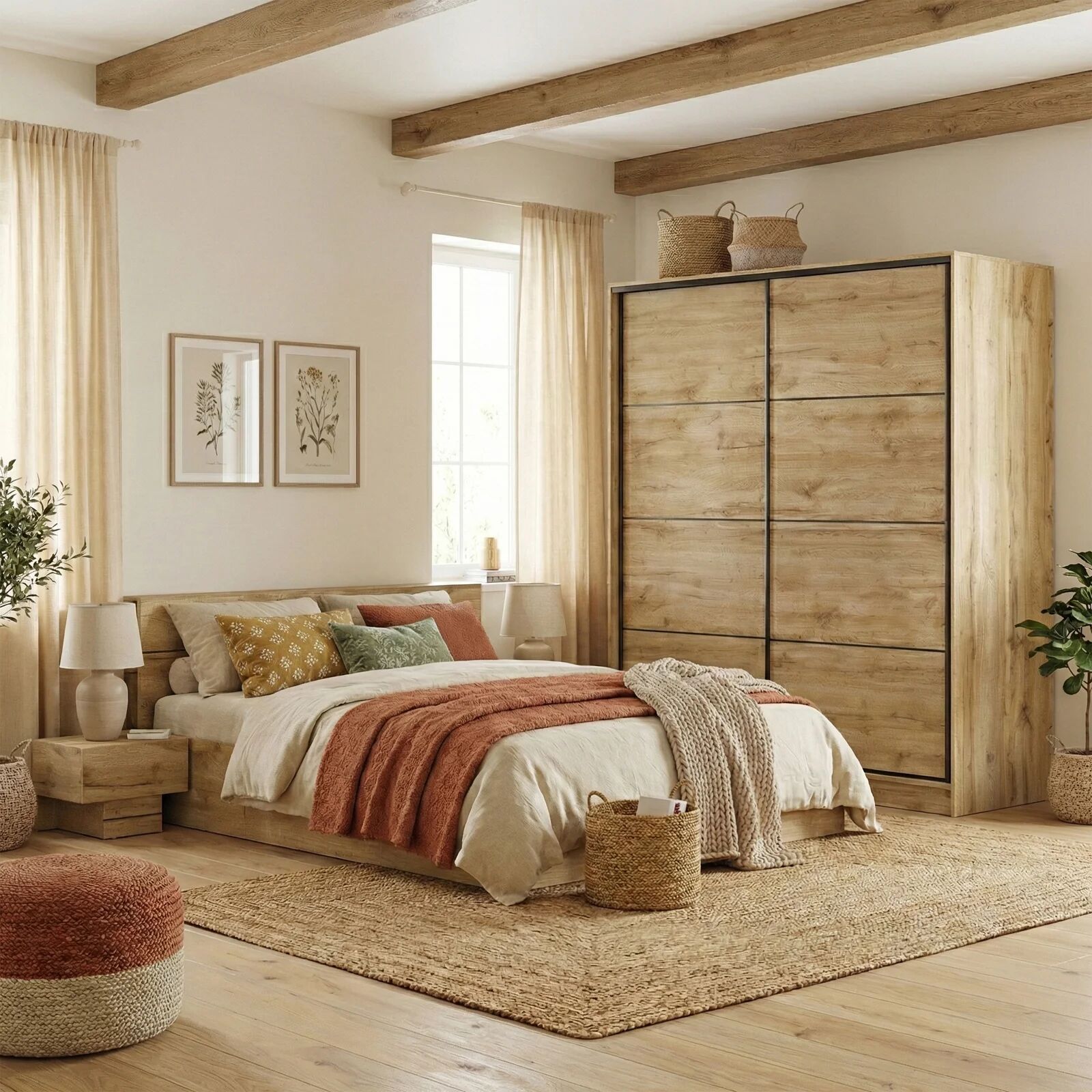 garneroarredamenti Camera da letto completa matrimoniale moderna quercia Tamika