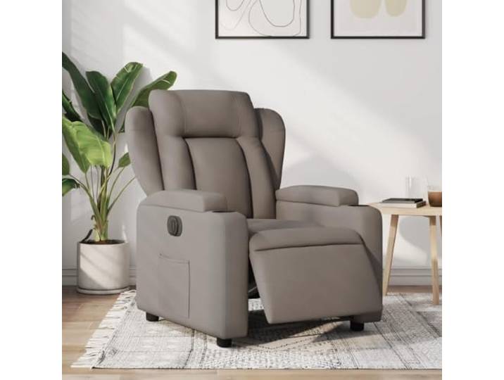 HEFZGDB Elektrischer Relaxsessel mit Liegefunktion in Taupe Stoff, 135 Grad Neigung, Getränkehalter und Seitentasche, bequem und langlebig