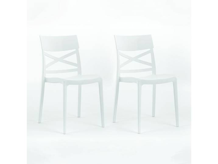Chaises empilables - Martina - Polypropylène renforcé - Usage intérieur et extérieur - Lot de 2 - Blanc