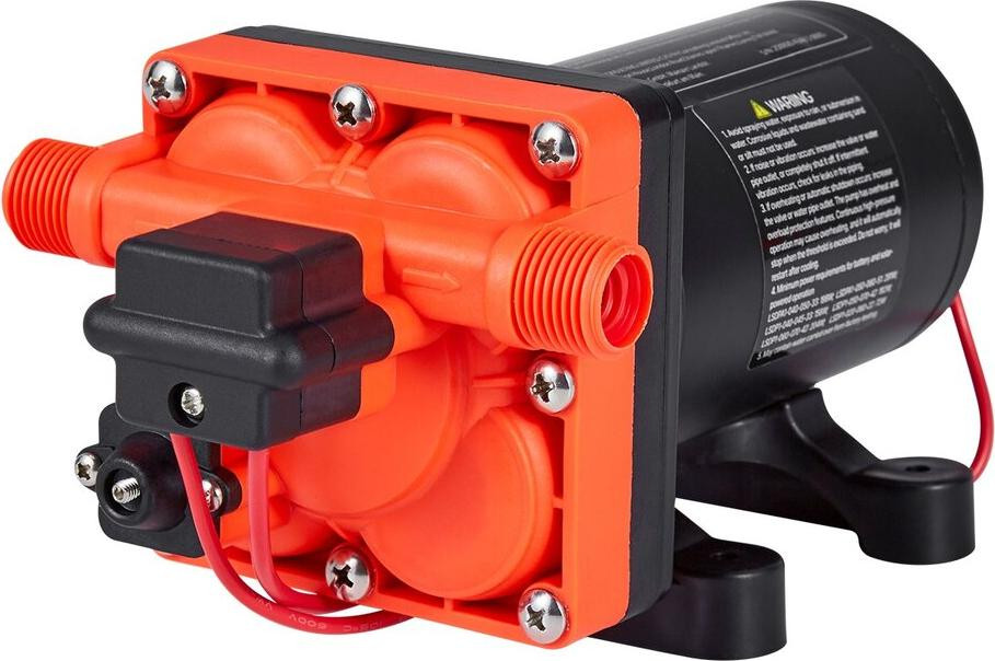 VEVOR RV-waterpomp 12V DC, 22,7 liter/minuut, zelfaanzuigende membraanwaterpomp met 4 chambers en automatische drukregelaar, 70 PSI, voor campers, caravans, boten en auto's
