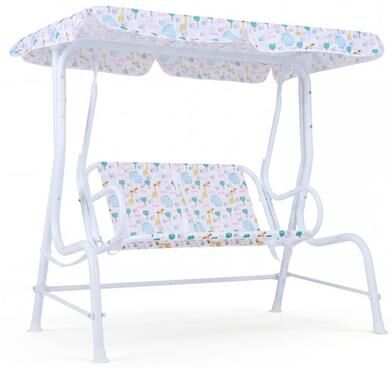 Costway Kids Patio Swing 2-Seater Outdoor Porch Swing Lounge Chair with Adjustable Canopy-White