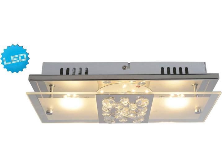 NÄVE LED Deckenleuchte Chur , silber (silberfarben), 1, H: 7,5cm, 1 Stk., Leuchten, chrom teilsatiniert mit Kristallen, incl. LED total 11W, LED Deckenleuchte