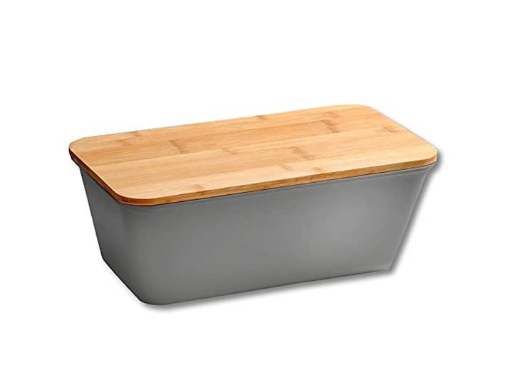 Kesper Boîte à pain en plastique et bambou - Dimensions : 35 x 20 x 13\,5 cm - Gris - 58491