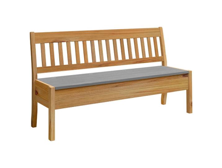 Boxxx Sitzbank, Grau, Laugenfarbig, Holz, Kiefer, massiv, 3-Sitzer, 169x93x58 cm, Typenauswahl, Truhe im Sitz, in verschiedenen Holz-Dekoren erhältlich, Holzmöbel, Sitzgelegenheiten Holz, Holzbänke