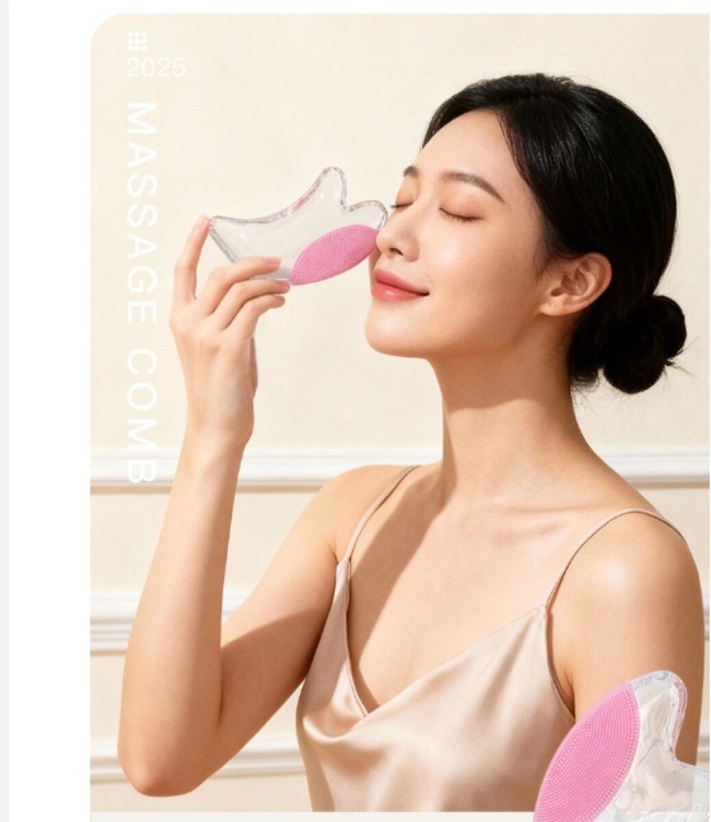 INF Planche de massage V – Outil transparent de lifting facial et massage contour des yeux, modelage manuel ergonomique, usage