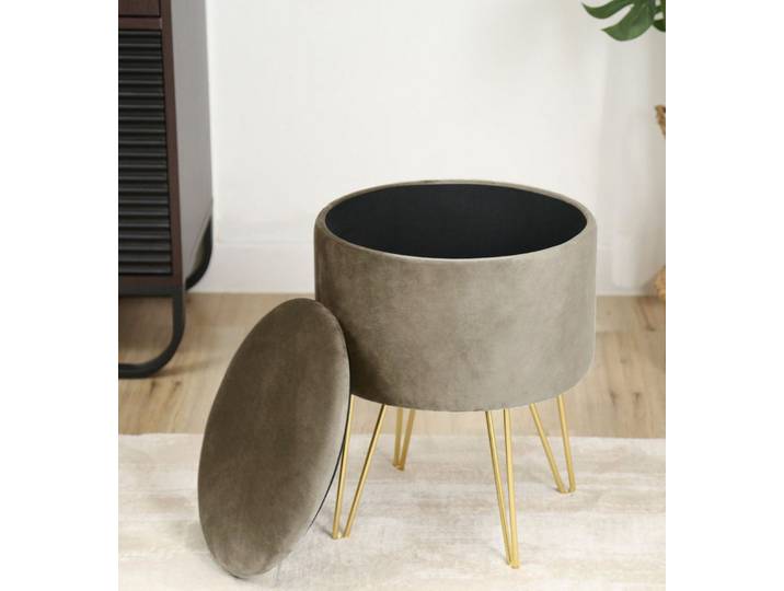 Raumhirsch Furniture Polsterhocker Samtbezug Mit Deckel - Fußhocker Sitzhocker Glamour-Stil (Samt Stuhl, Polsterstuhl, Esszimmerstuhl, Velours Stuhl, Design Stuhl modern, Stuhl mit Metallbeinen schwarz, Küchenstuhl, Wohnzimmerstuhl, gepolsterter Stuhl, Samt Möbel, moderner Esszimmer Stuhl, mit Stauraum), (verschiedene Farben)