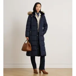 Lauren Ralph Lauren für Damen. 297P23454001 Daunenjacke mit synthetischem Pelz, marineblau (L), Lässig, Klassisch, Polyester