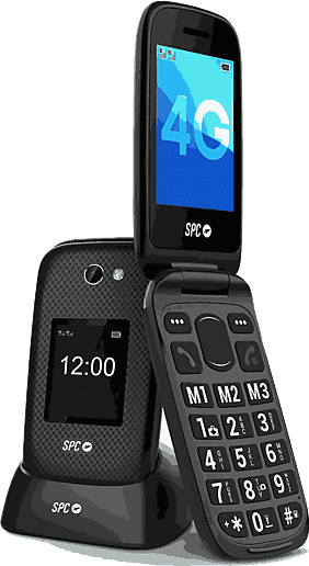 Móvil - SPC Harmony 2, 4G, Para mayores, Teclas grandes, Botón SOS, Compatible audífonos, Volumen 104dB, Radio FM, Linterna, Base de carga, Negro