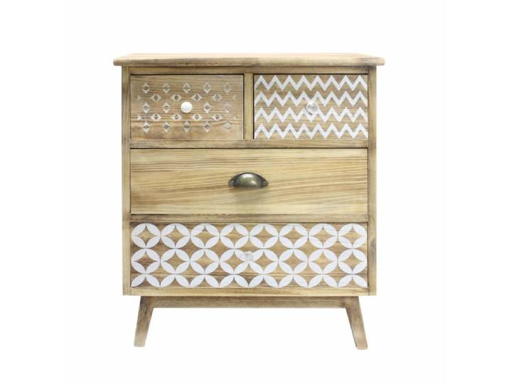 Cabinet de rangement avec 4 tiroirs en bois blanc et marron