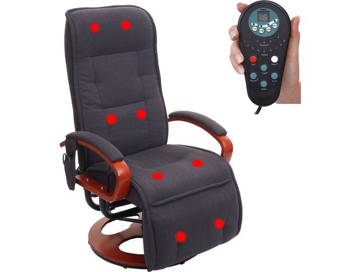 Relaxliege ARLES II, Relaxsessel Massagesessel, MIT Massage Stoff/Textil dunkelgrau