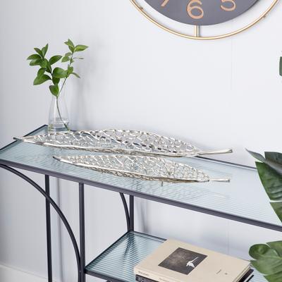 ARCILLA ELEMENTAL Silver or Black Aluminum Leaf Tray (Set of 2)