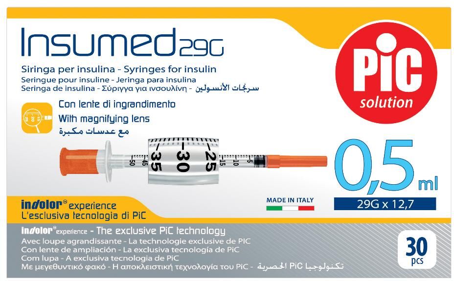 THERAS CONSUMER HEALTH Srl Pic Siringa Per Insulina 0,5ml 29g 12,7mm 30 Pezzi