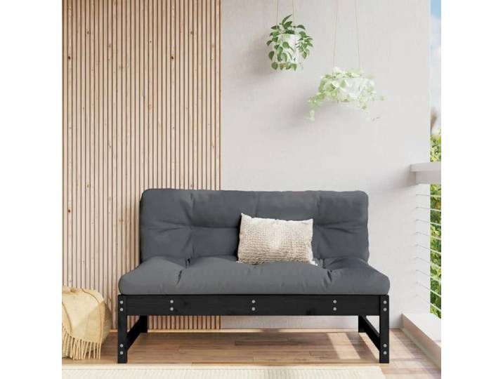 Canapé central 120x80 cm noir bois de pin massif canapé de jardin siège de jardin siège d'extérieur canapé 825734