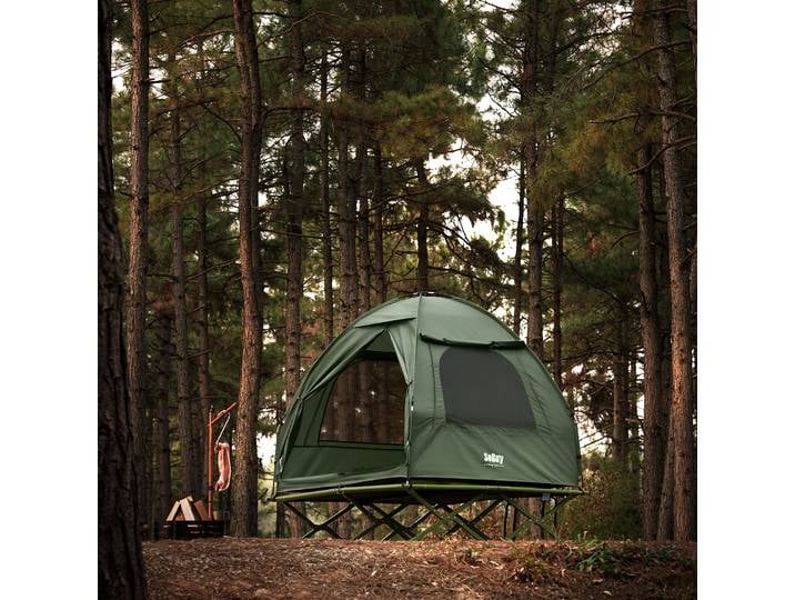 SoBuy OGS32-II-L Tente de Camping extérieure Tentes Double avec Crochet pour Lampe et Sacs de Rangement pour Chaussures Tente 3-en-1 pour 2 Personnes, 193x188x145 cm
