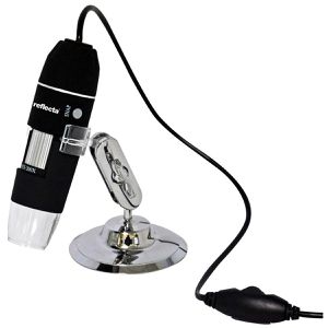 Reflecta Mikroskop USB 200, digital, mit Auflicht, Taschenmikroskop mit 2 MP Kamera & USB, Vergrößerung 25-200x