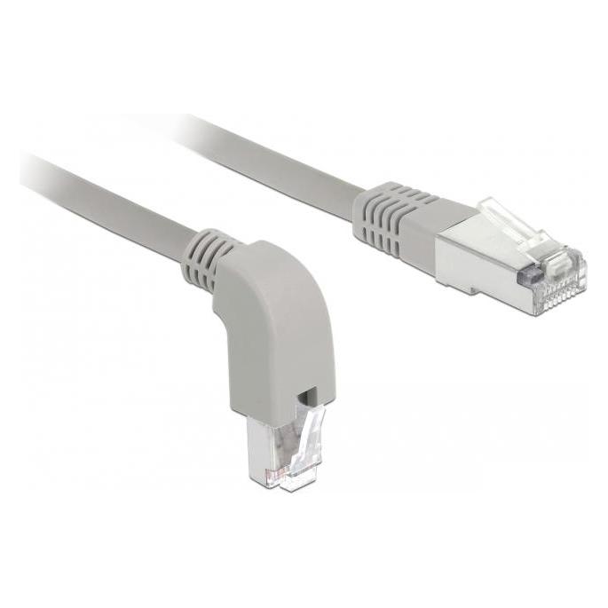 Delock Patch-Kabel RJ-45 (M) nach unten gewinkelt bis RJ-45 (M) gerade (S/FTP, CAT6, 0.50 m) (85864)