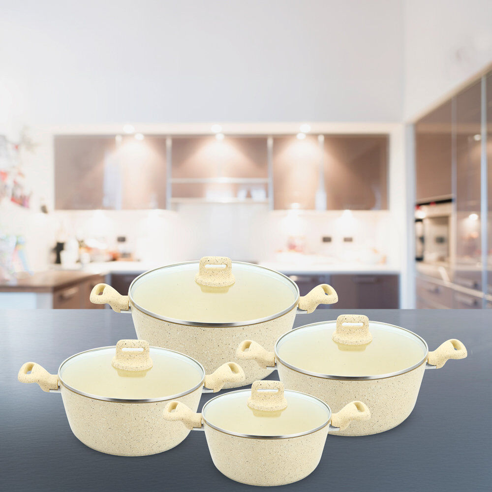 SQ Professional ZOYA 8 - Piece Non-Stick Cookware Set Cream 8