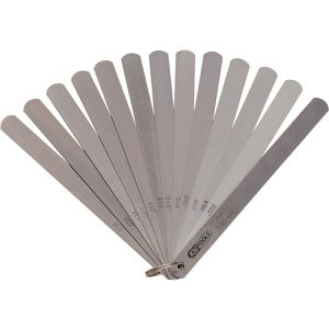 KS-Tools Fühlerlehre 300.0615, aus Federstahl, gerade, 0,05 bis 1,0 mm Messbereich, 13 Blatt