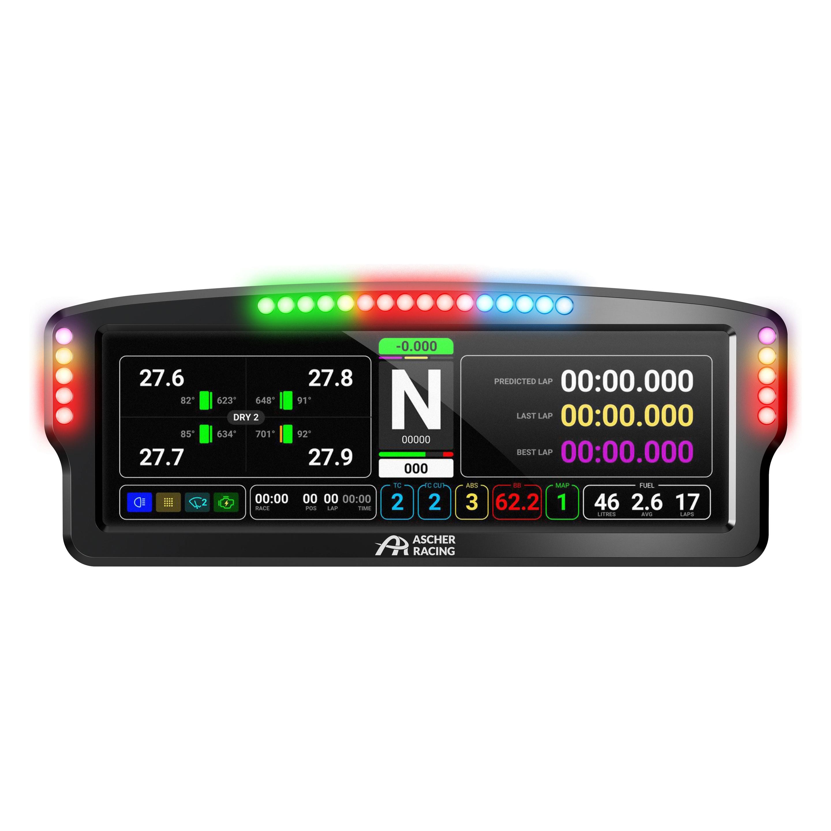 Ascher Racing Dashboard, 7,85" Zoll LCD-Touchscreen, 26 RGB-LEDs - schwarz (PC) (76080089)