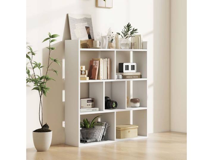 GIANTEX Bibliothèque à 7 Cubes - Patins Antidérapants - 80x20x90cm - Dispositifs Anti-Basculement - Salon Cuisine - Blanc