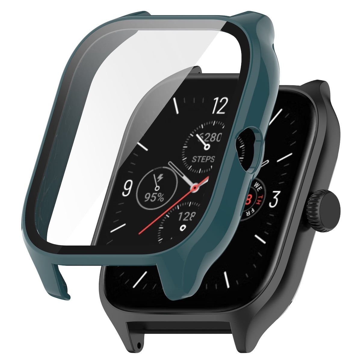 Wigento Beschermingshoes en Siliconen Horlogeband voor Amazfit GTS 4 - Donkergroen
