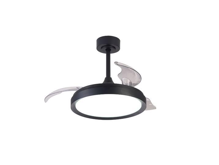 Plafonnier Design\, Ventilateur Plafond Led Mistral Mini Noir En Metal\, Mantra
