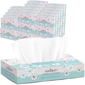 Glücksblatt Kosmetiktücher, 2-lagig, Tissue, hochweiß, 100 Tücher, 40 Pack
