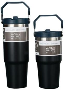 Uplifted Trends Insulated Stainless Steel Tumbler With Straw For Car And Travel black 600ml