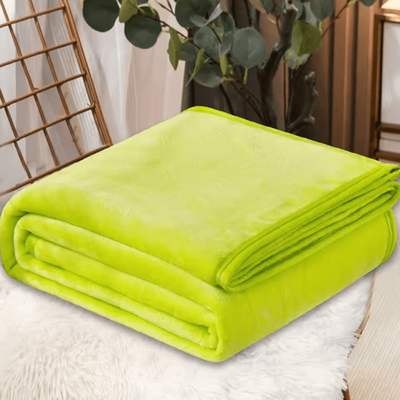 Inspire Curations Soft Coral Fleece Travel And Bed Blanket fluorescent Green 100x150cm