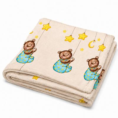EXKLUSIV HEIMTEXTIL Baby Kuscheldecke Wolldecke Fleece Krabbeldecke Schmusedecke Babydecke 75x100 cm Bär