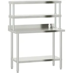 DELUKE® Edelstahl Arbeitstisch mit Aufsatzboard SASO 110x55x150cm mit Aufkantung, Gastro-Arbeitstisch mit Ablage Arbeitsfläche Küchen-Arbeitstisch