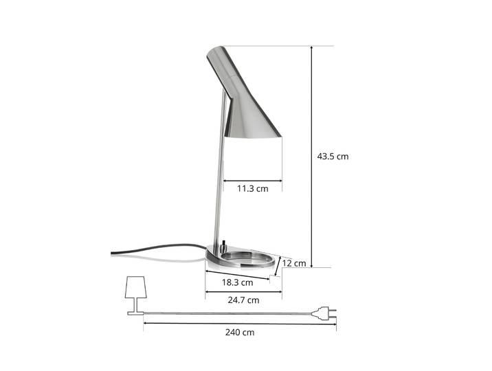 AJ Mini Tischleuchte Polished Steel - Louis Poulsen - Wohnzimmer - Design - Metall - Einflammig