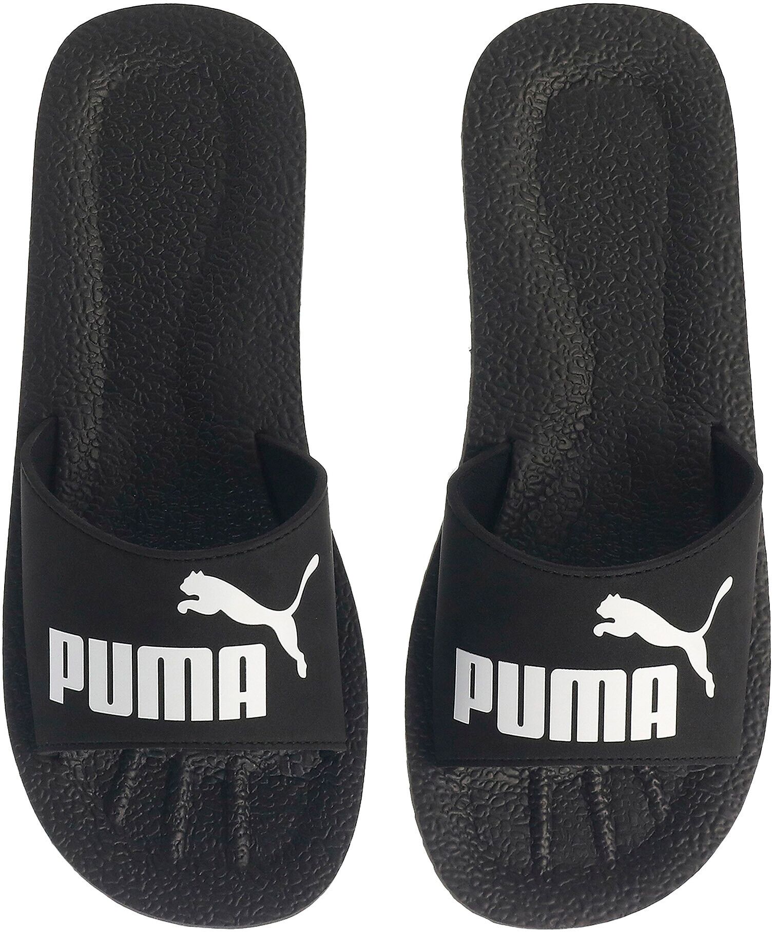 Badesandale PUMA "PURECAT", Damen, Gr. 40,5, Textil, schwarz-weiss (schwarz, weiß), Synthetik, Schuhe Badesandale, leichtes Gewicht, weiches Textil-Innenmaterial schwarz, weiß 40,5, Textil