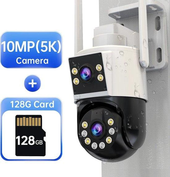 Verkoop Nederland® Dual Lens Wifi Beveiligingscamera met 4K Dual Screen, AI Tracking en 128GB SD Geheugenkaart