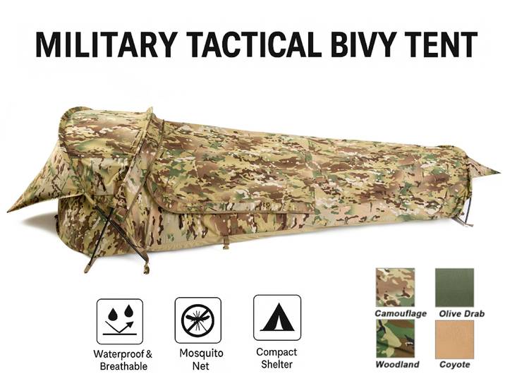 Tente militaire Hideaway Bivy légère et étanche, compacte, unipolaire, pour randonnée et randonnée