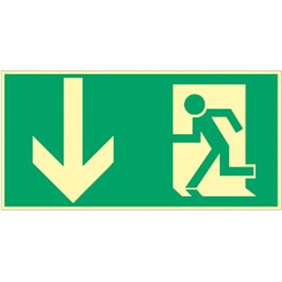 Schild Notausgang, Kunststoff, langnachleuchtend, 160-mcd, 297x148 mm