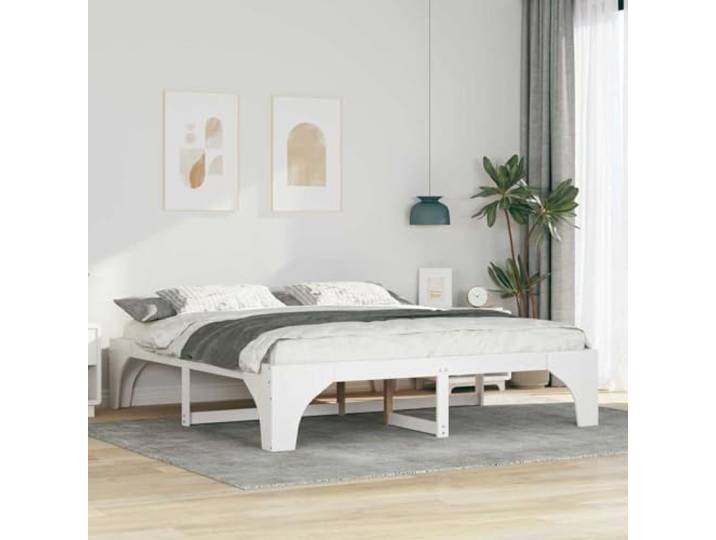 YUTAASU Bettrahmen Weiß 200 x 200 cm Massives Kiefernholz Plattform-Lattenrost, Kein Boxspring Nötig, Moderne Klare Linien, Robust, Langlebig