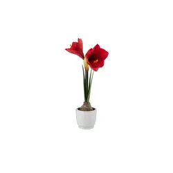 Amaryllis getopft   , rot , Kunststoff , Maße (cm): H: 48