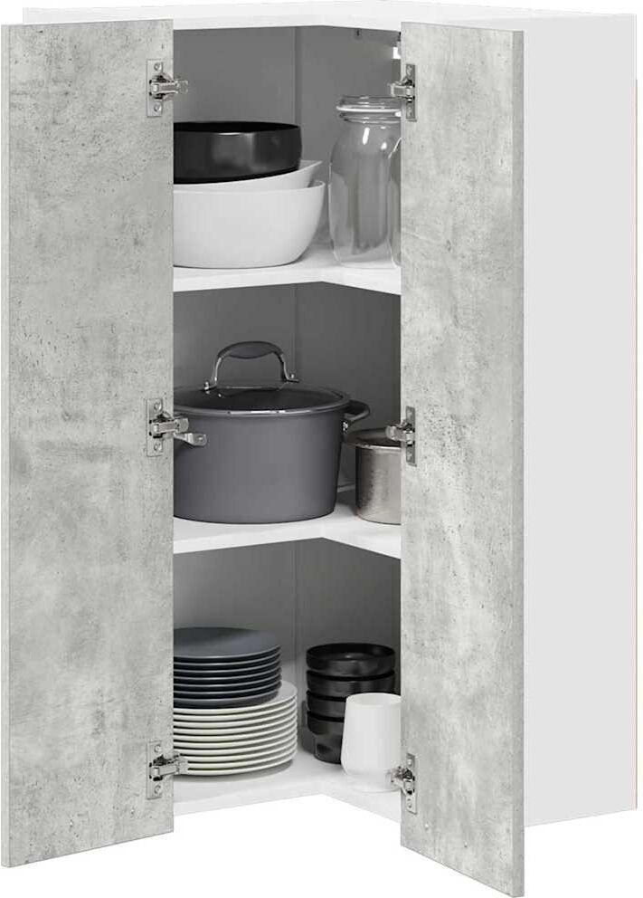 vidaXL Armoire suspendue Gris béton et Blanc 57 x 57 x 100 cm