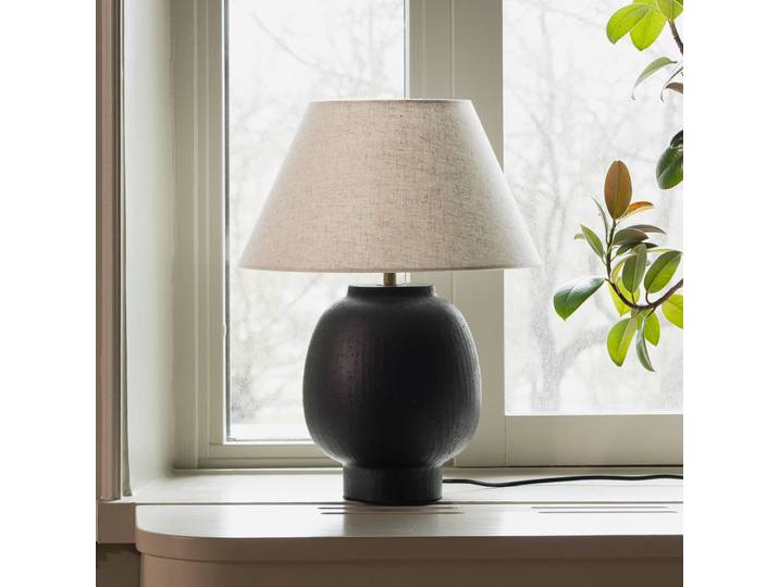 Globen Lighting Tischlampe Lorenzo, schwarz, für Wohn- / Esszimmer, Keramik, Skandinavisch
