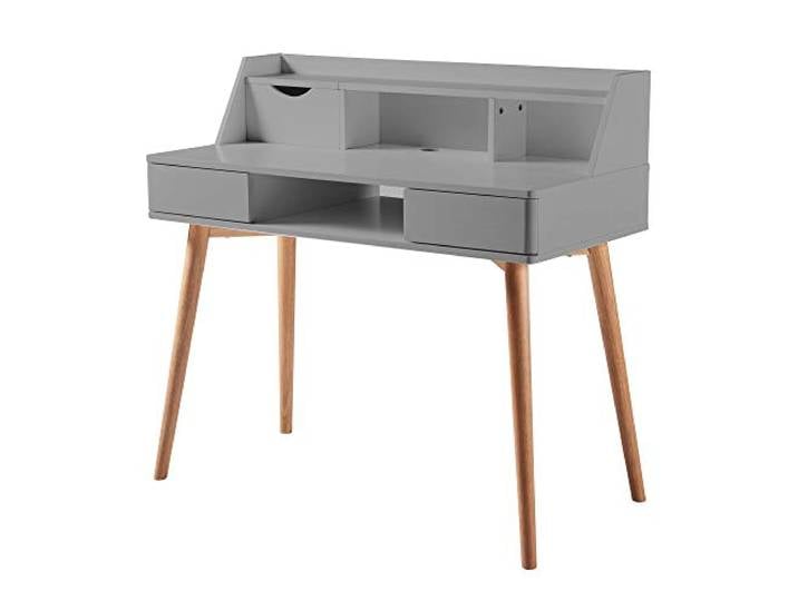 Bureau d'écriture en bois avec rangement Teamson Home Creativo\, gris clair/naturel