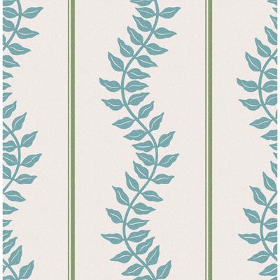 Graham & Brown Laurel Leaf Stripe Blue & Green Wallpaper