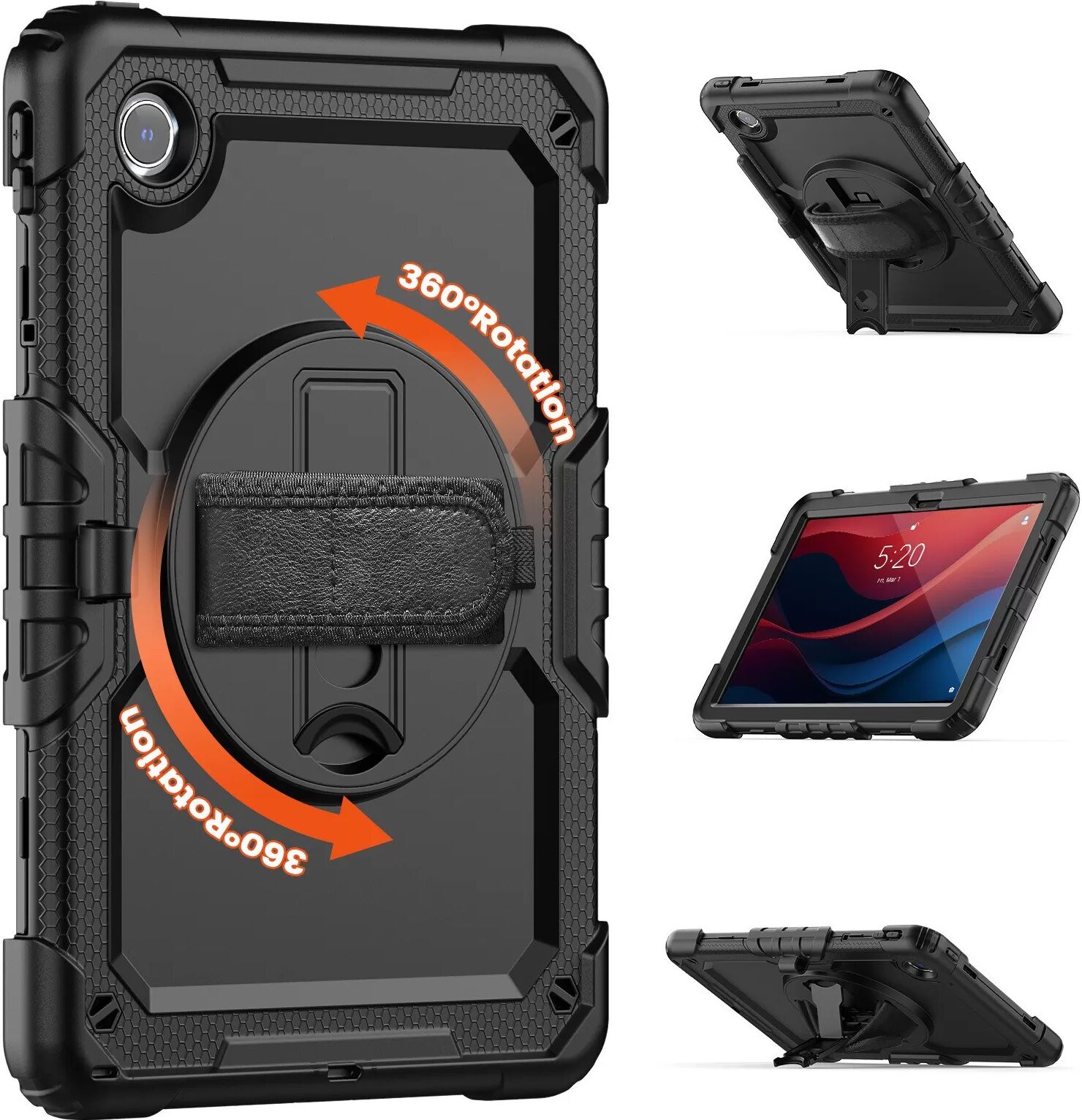 INF Étui de protection avec dragonne compatible avec Lenovo Tab M10 HD Plus (2e génération) 10.3" (X606F/TB-X606F) - Silicone
