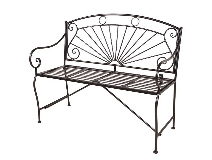 Gartenbank Pago Stahl, pulverbeschichtet Schwarz 111 x 96 x 55cm