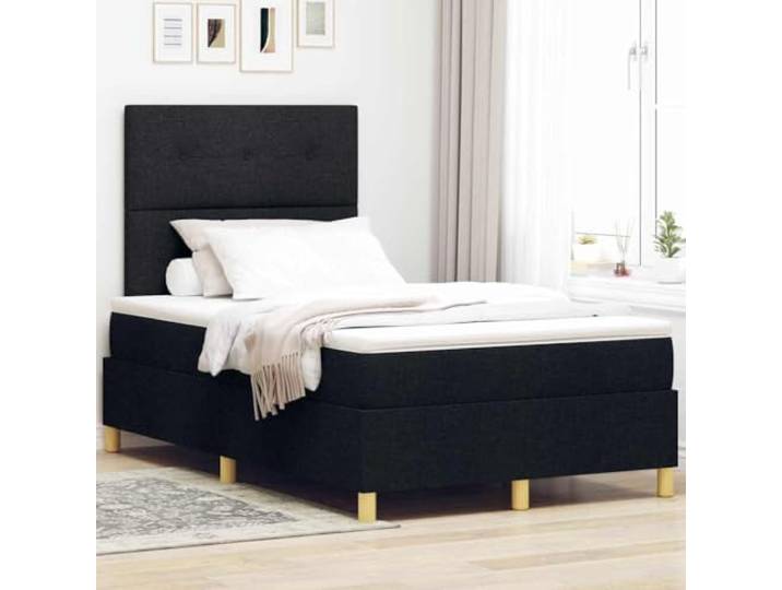 Atmungsaktiver Stoffbezug verstellbares Kopfteil mittlere Festigkeit 120 x Boxspringbett mit Matratze Schwarz 120 x 200 cm Stoff mit Lattenrost verstellbares Kopfteil Modernes Design