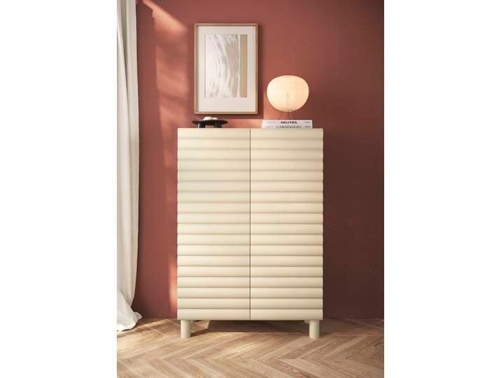 Highboard OTTO HOME Adria, B/H 101/147 cm, 2 Türen, Hochkommode, Stauraumschrank , talco spatolato, fronten talco in 3d, design, B:101cm H:147cm T:42cm, Holzwerkstoff, MDF, Sideboards, Highboard, Korpus Talco Spatolato, MDF-Fronten in 3D-Design, viel Stauraum
