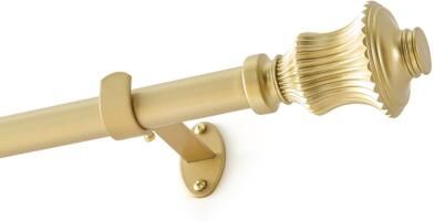 "Lenox Palazzo 1"" Single Curtain Rod with Fluted Bell Shaped Finial Design"