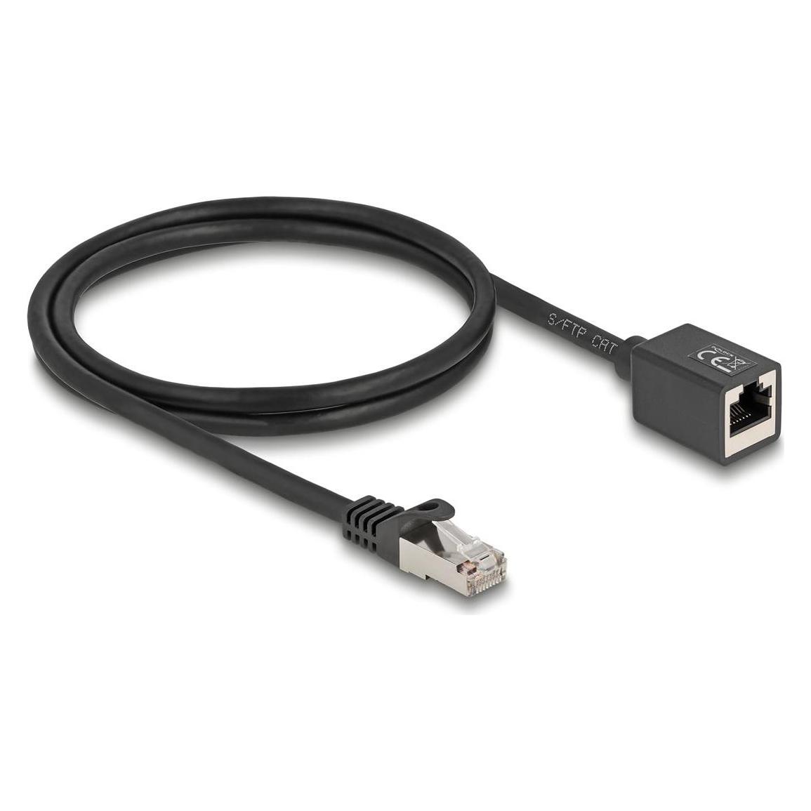 Delock Netzwerk Verlängerungskabel RJ45 Stecker zu RJ45 Buch (S/FTP, CAT6a, 1 m) (90294)