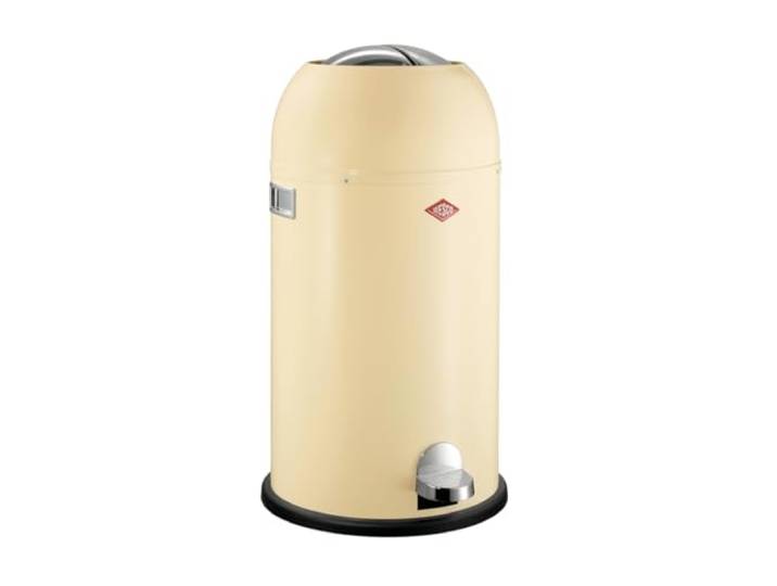 WESCO Kickmaster Abfallsammler in der Farbe mandel, pulverbeschichtetes Stahlblech, eingebauter Dämpfer, 33 Liter Volumen, großer Einwurf